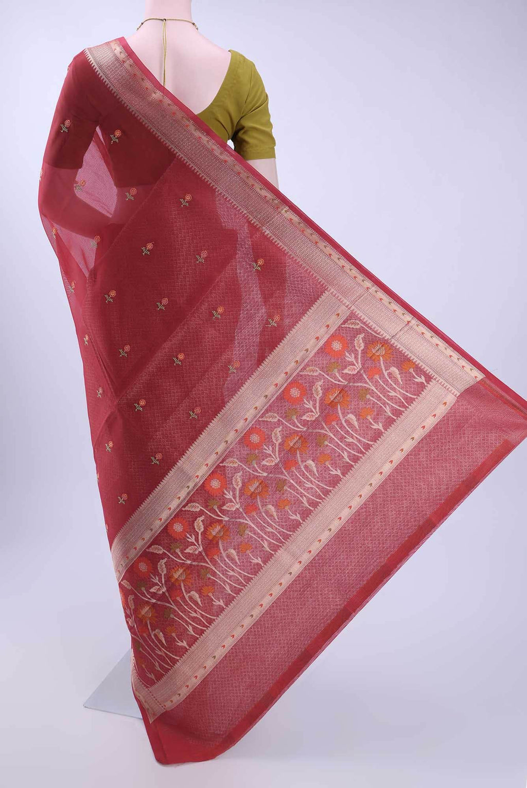 Red Kota Cotton Saree