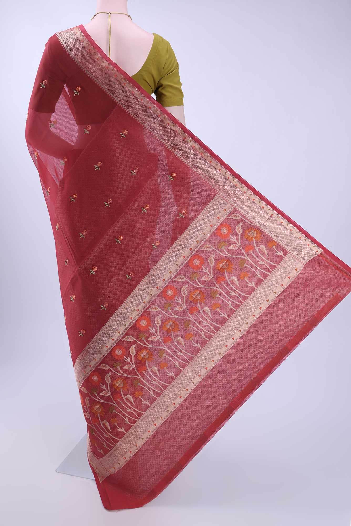 Red Kota Cotton Saree