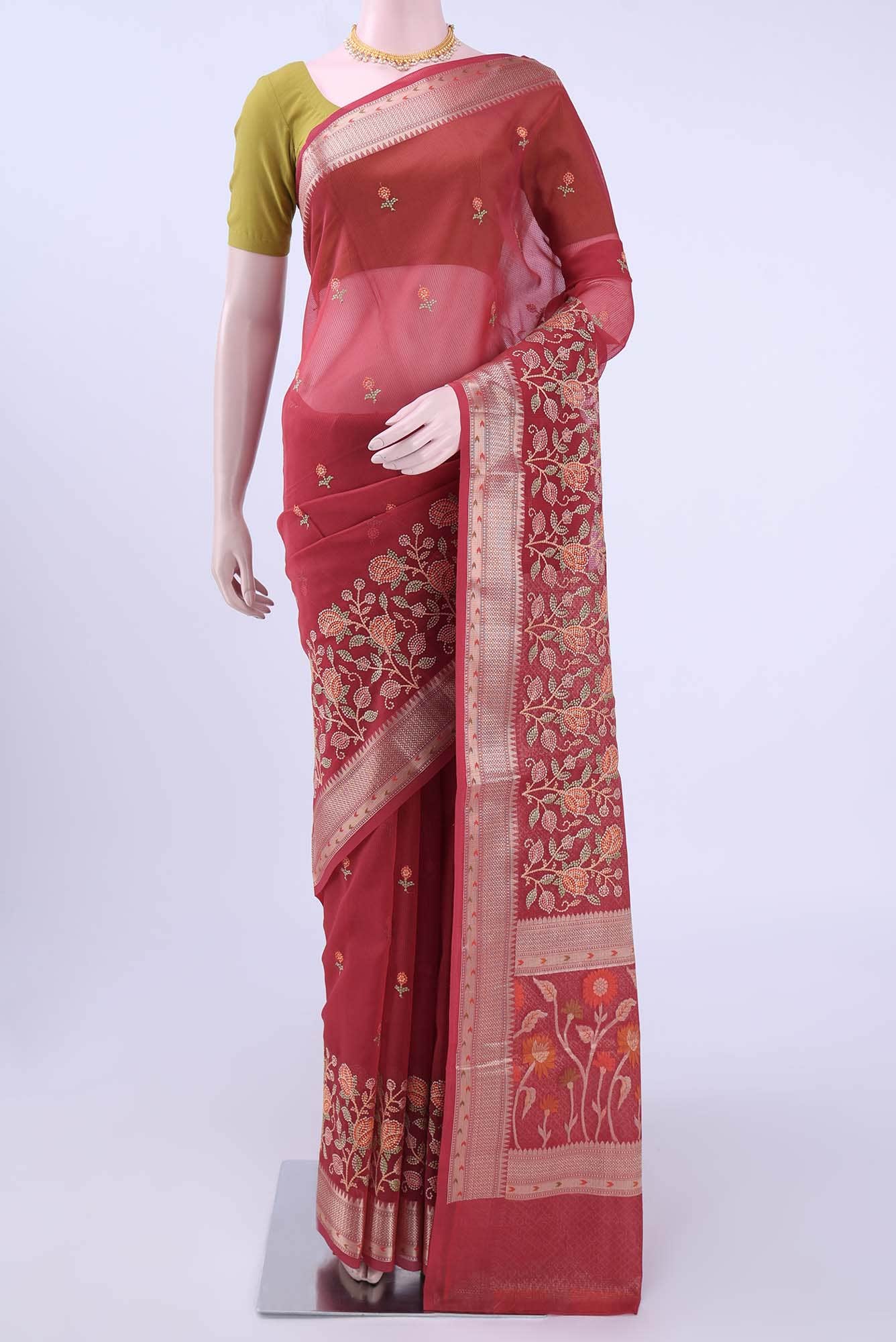 Red Kota Cotton Saree