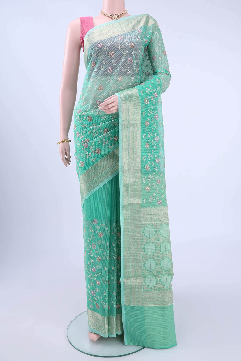Sea Green Kota Cotton Saree