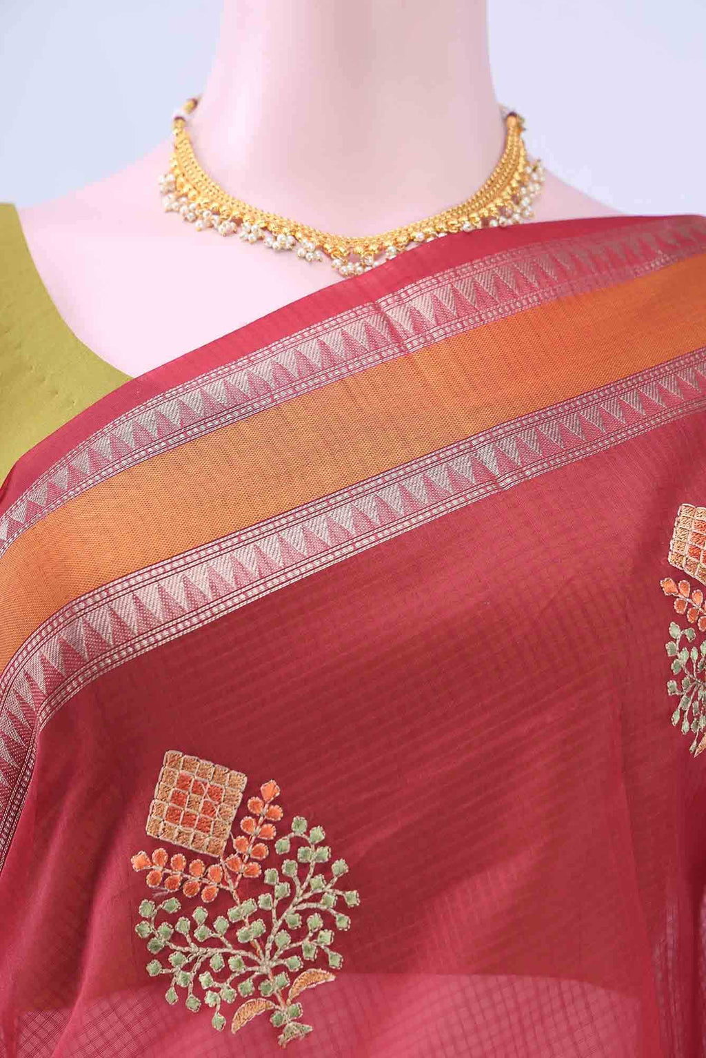 Red Kota Cotton Saree