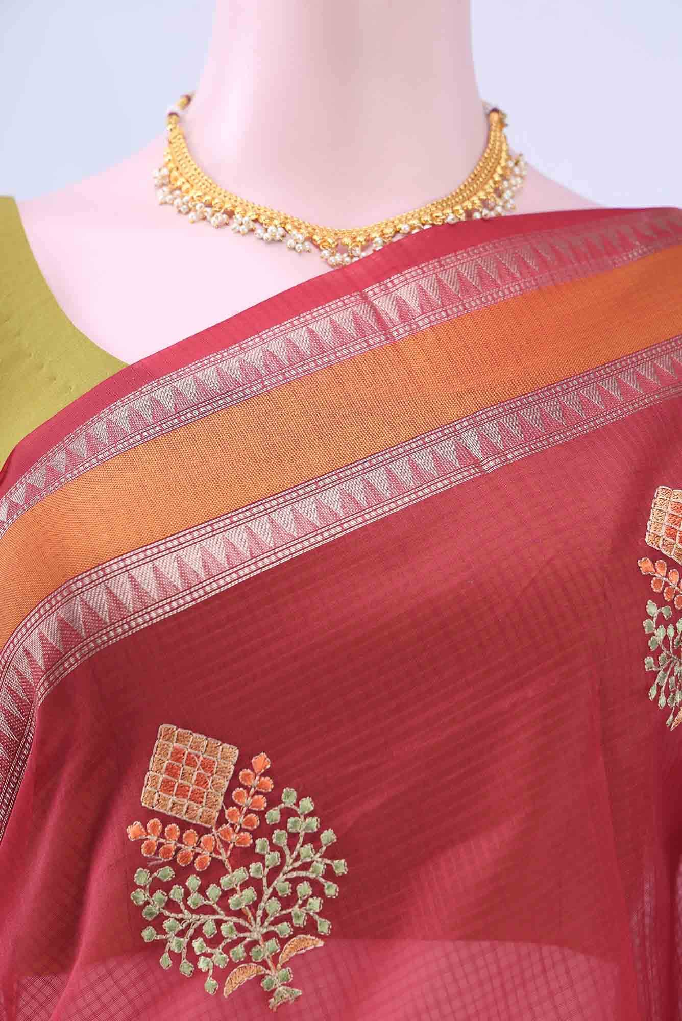 Red Kota Cotton Saree
