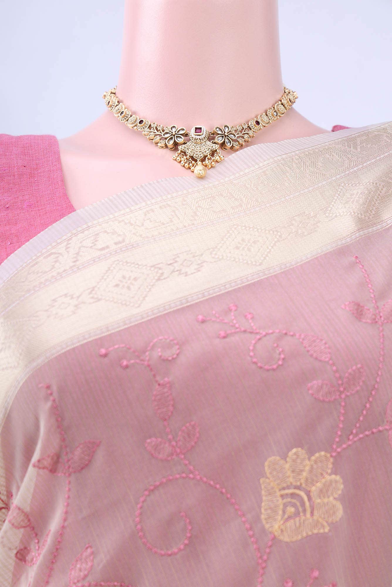 Beige Kota Cotton Saree