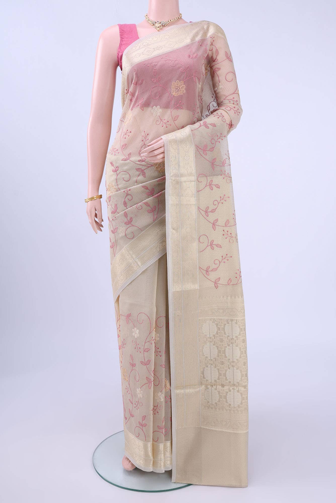 Beige Kota Cotton Saree