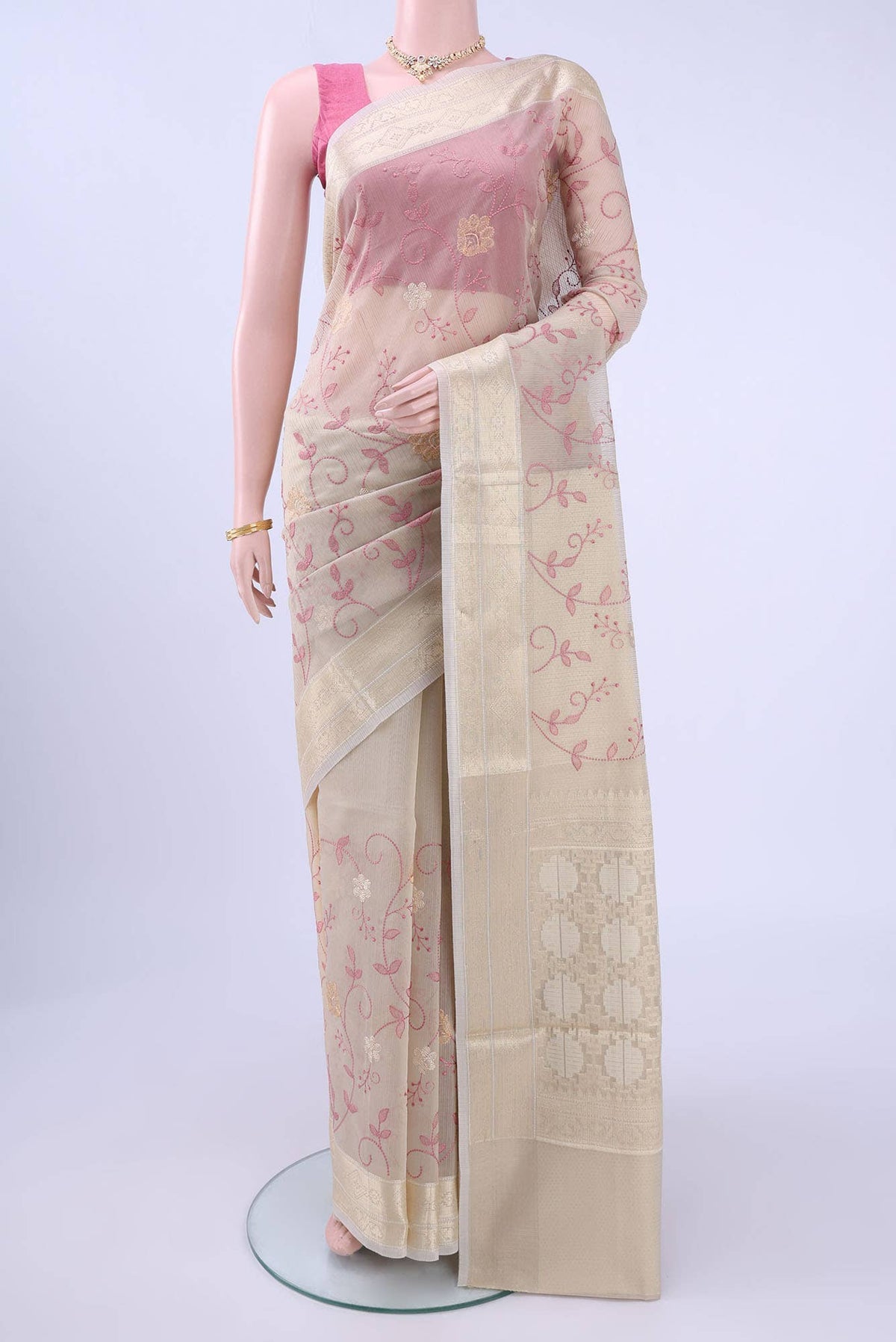 Beige Kota Cotton Saree