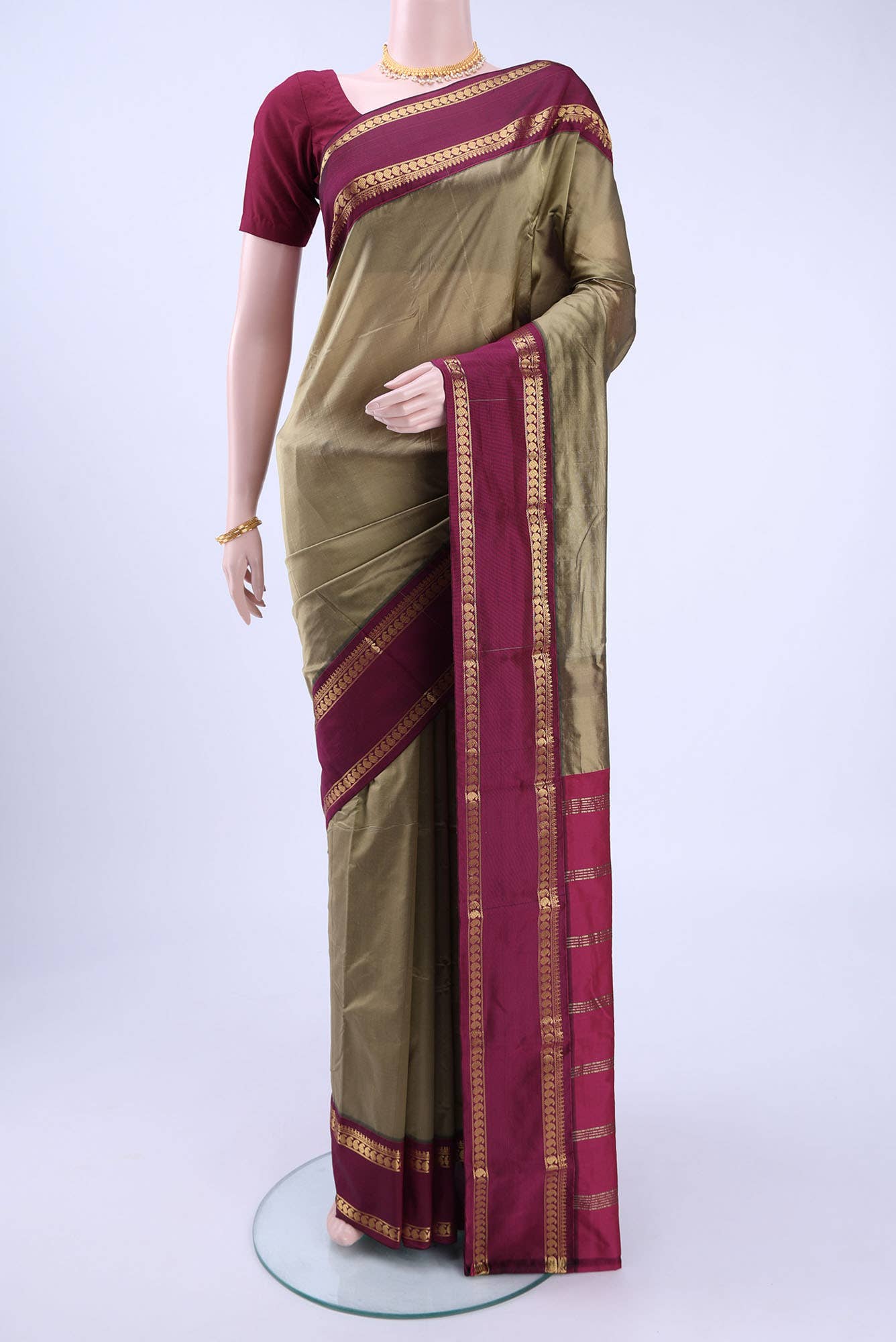Maroon Blended Bangalore Silk - kadyal Saree