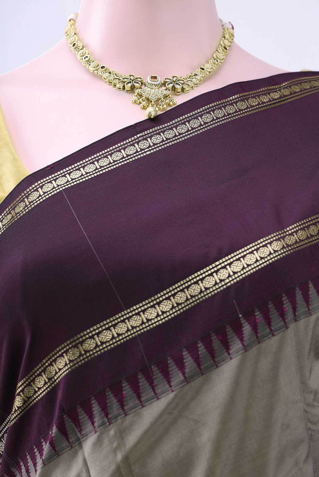 Davys Grey Blended Bangalore Silk - kadyal Saree