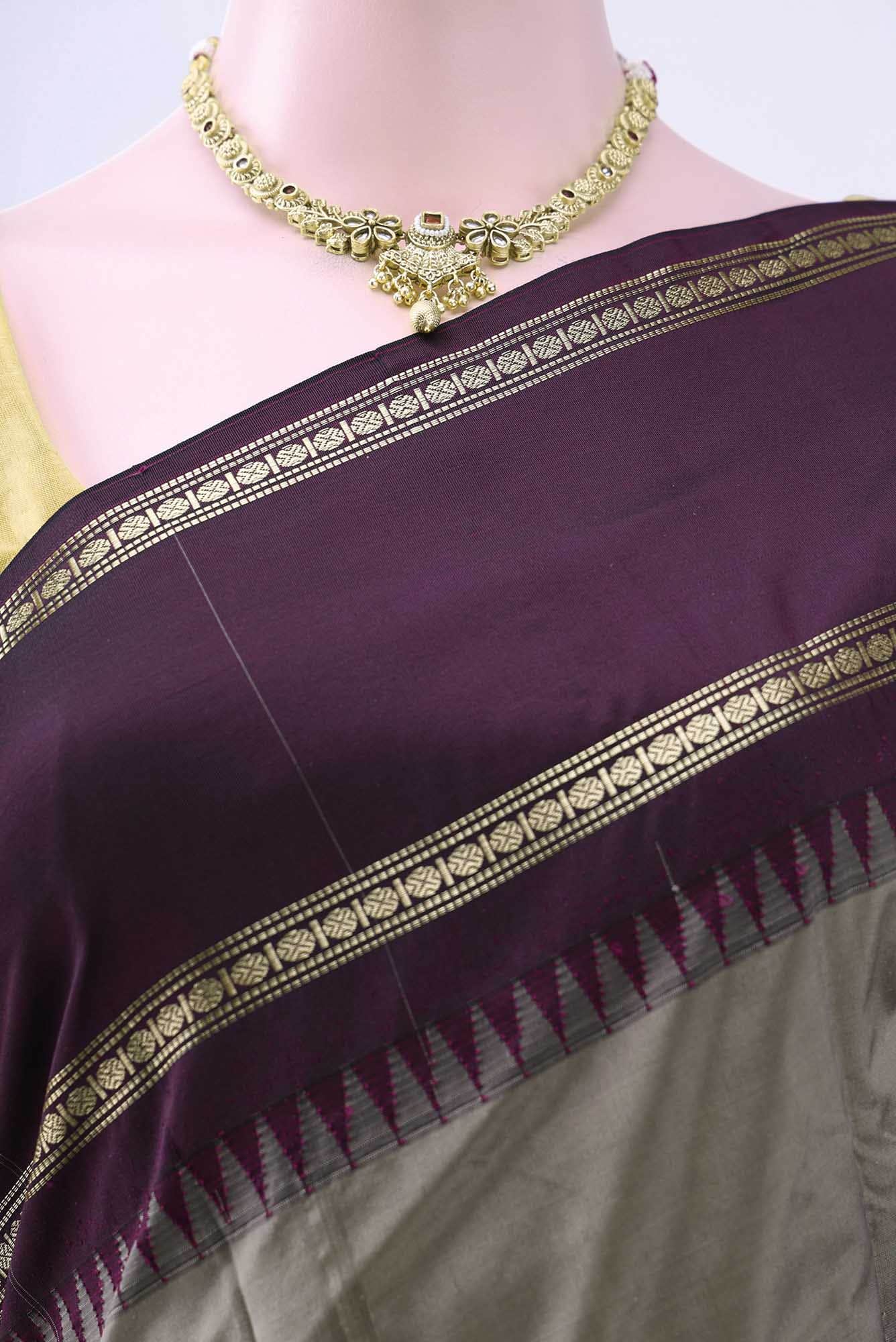 Davys Grey Blended Bangalore Silk - kadyal Saree