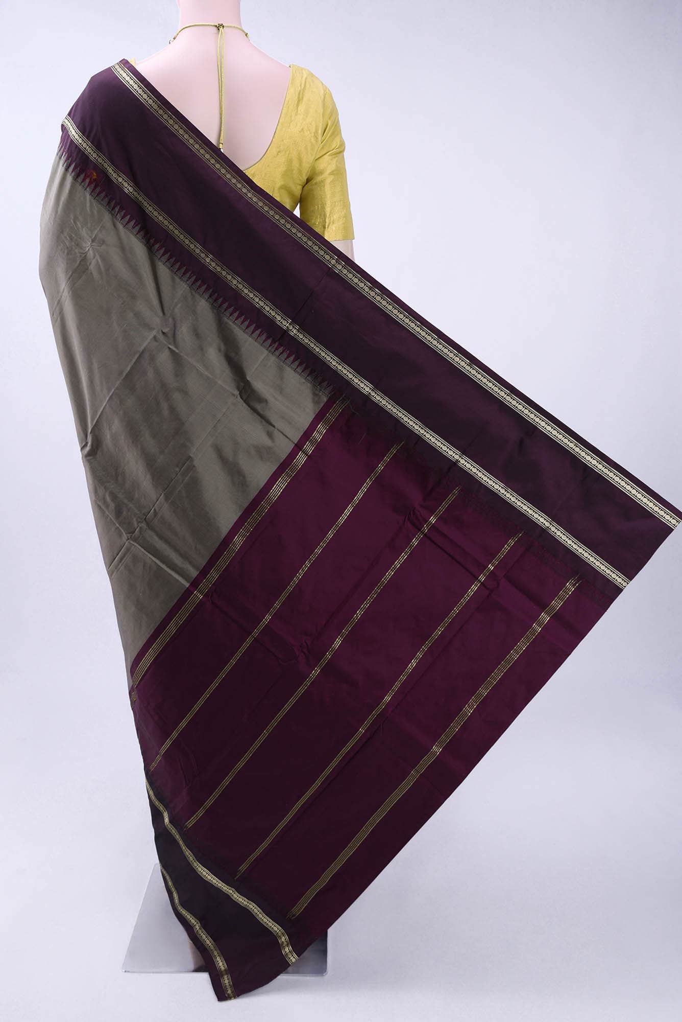Davys Grey Blended Bangalore Silk - kadyal Saree