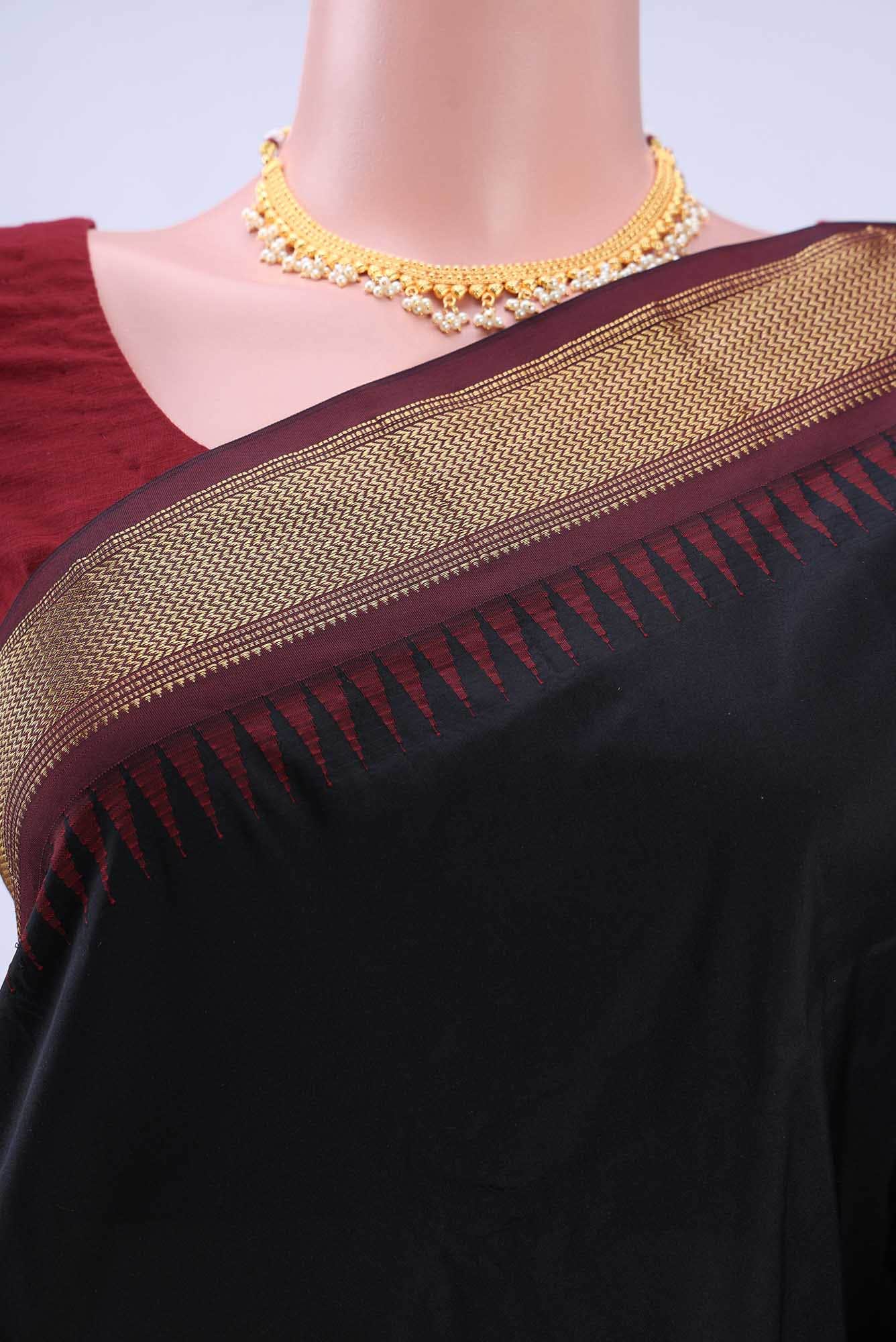 Black Blended Bangalore Silk Saree