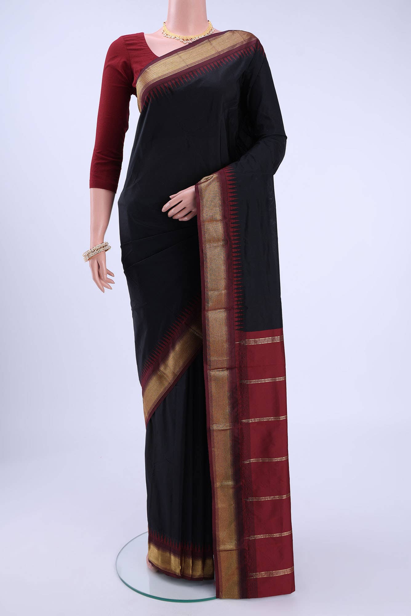 Black Blended Bangalore Silk Saree