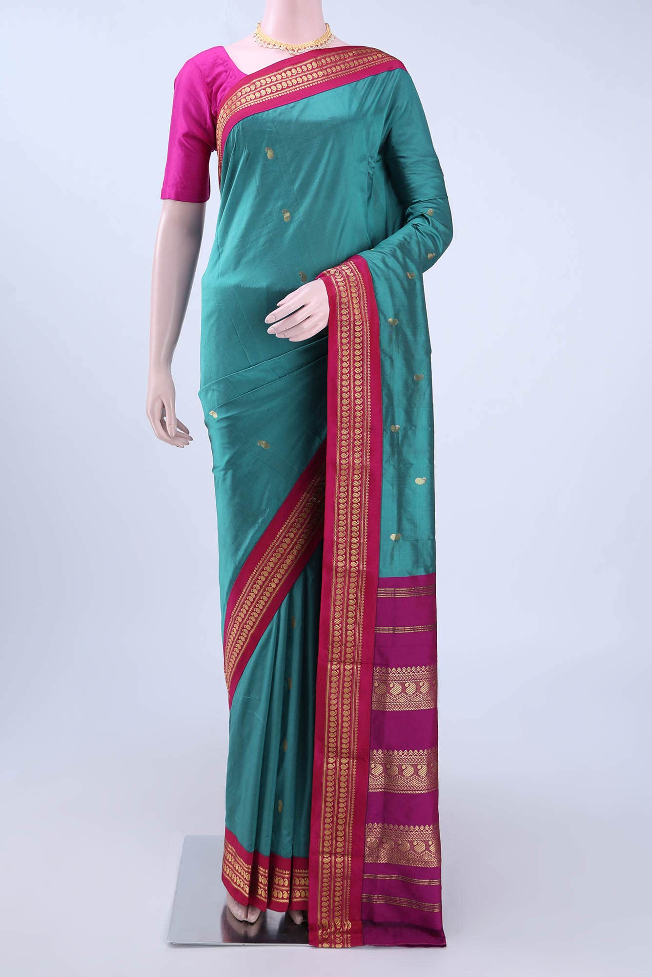 Maya Blue Blended Bangalore Silk Saree