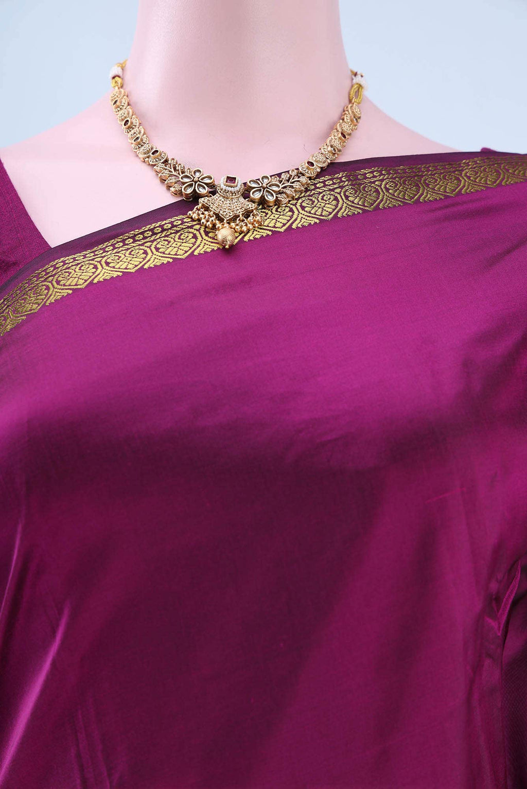 Dark Pink Blended Bangalore Silk Saree