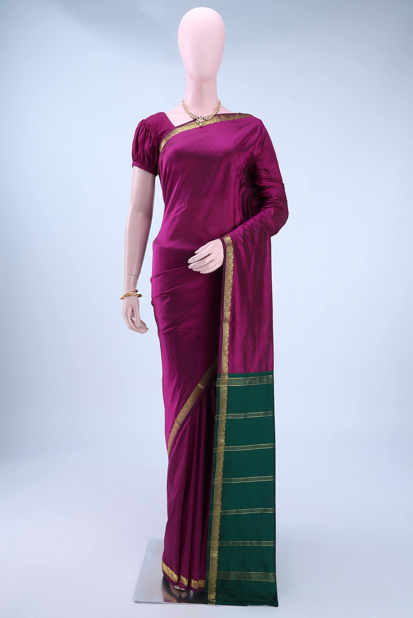 Dark Pink Blended Bangalore Silk Saree