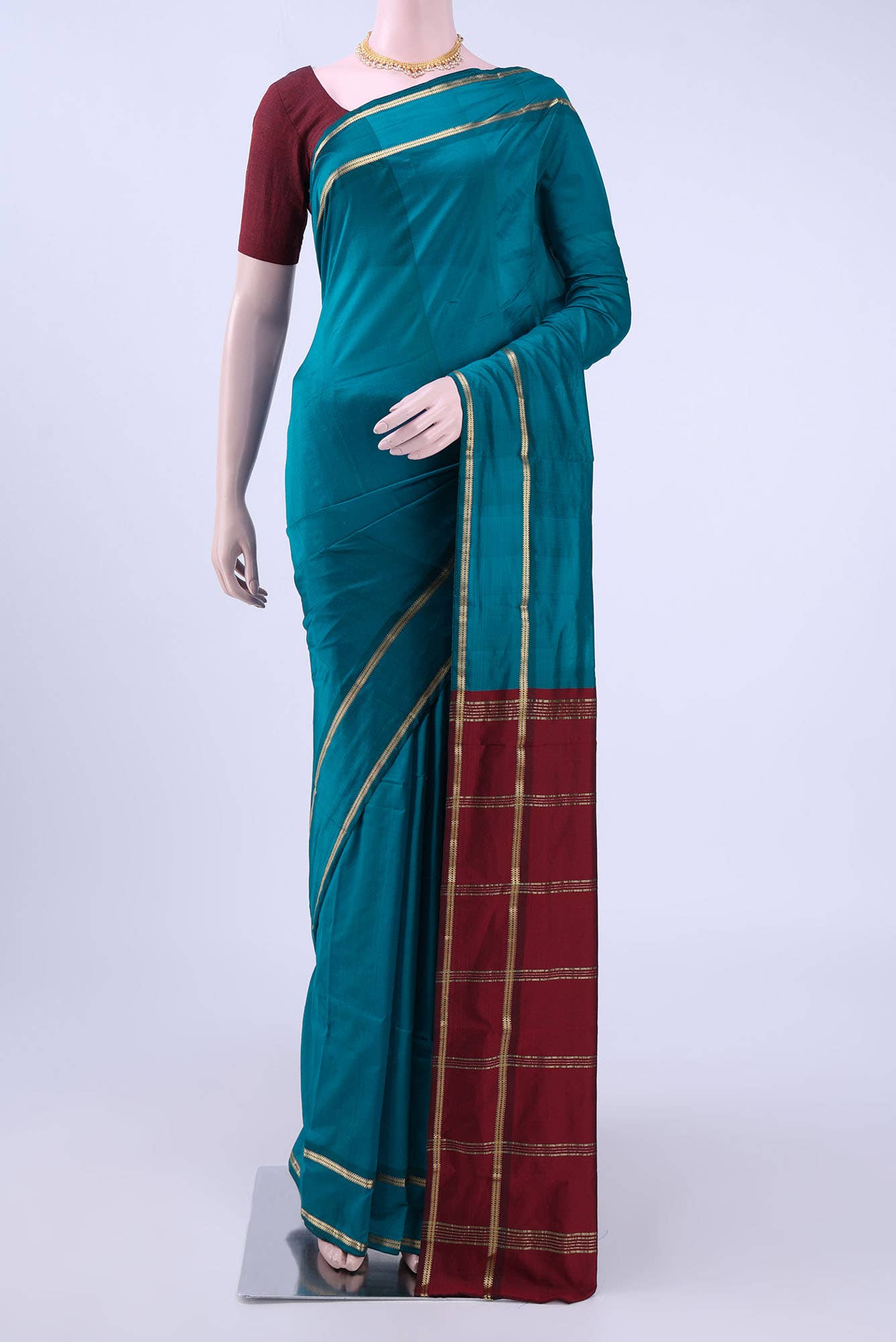 Blue Blended Bangalore Silk Saree