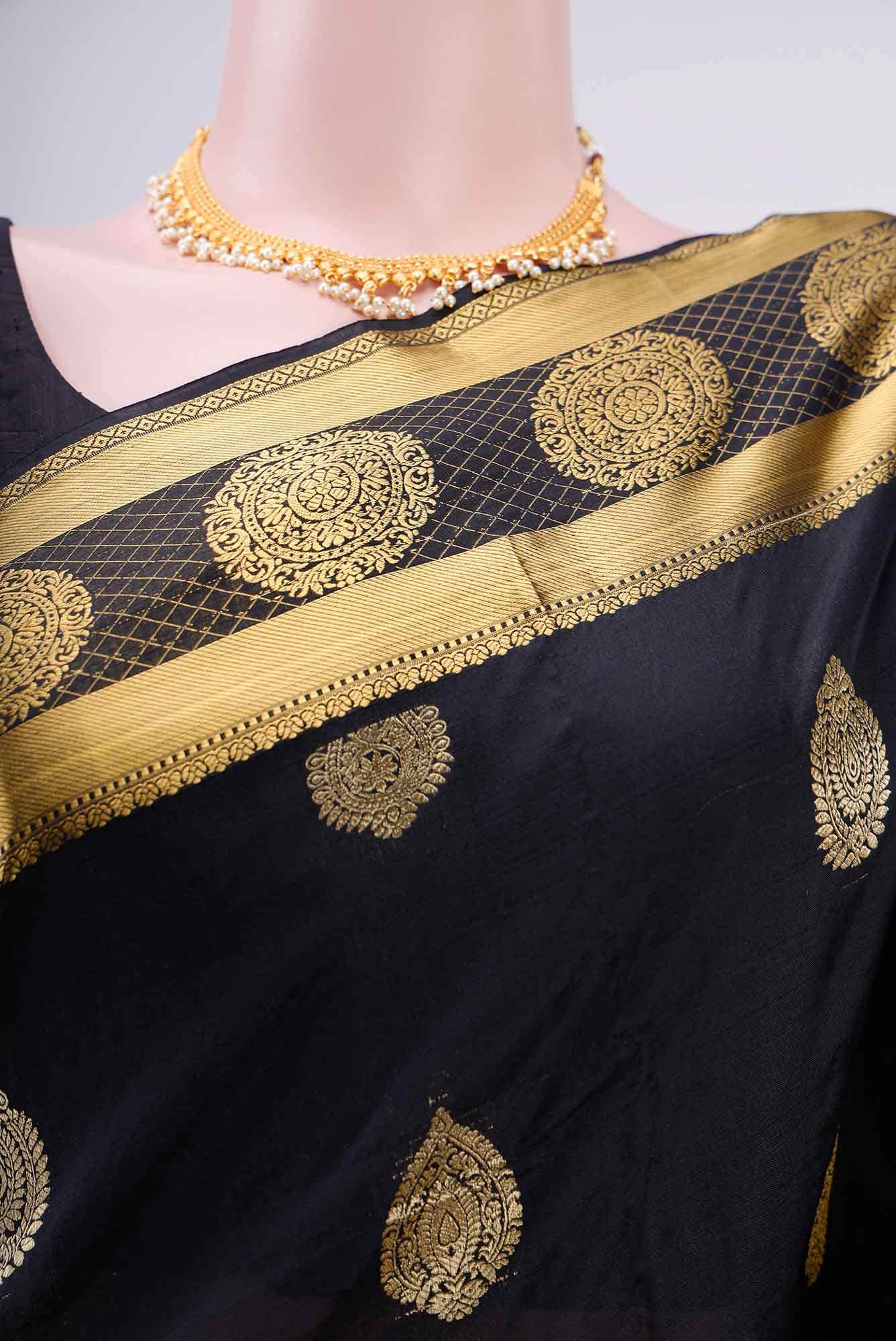 Black Blended Bangalore Silk - kadyal Saree