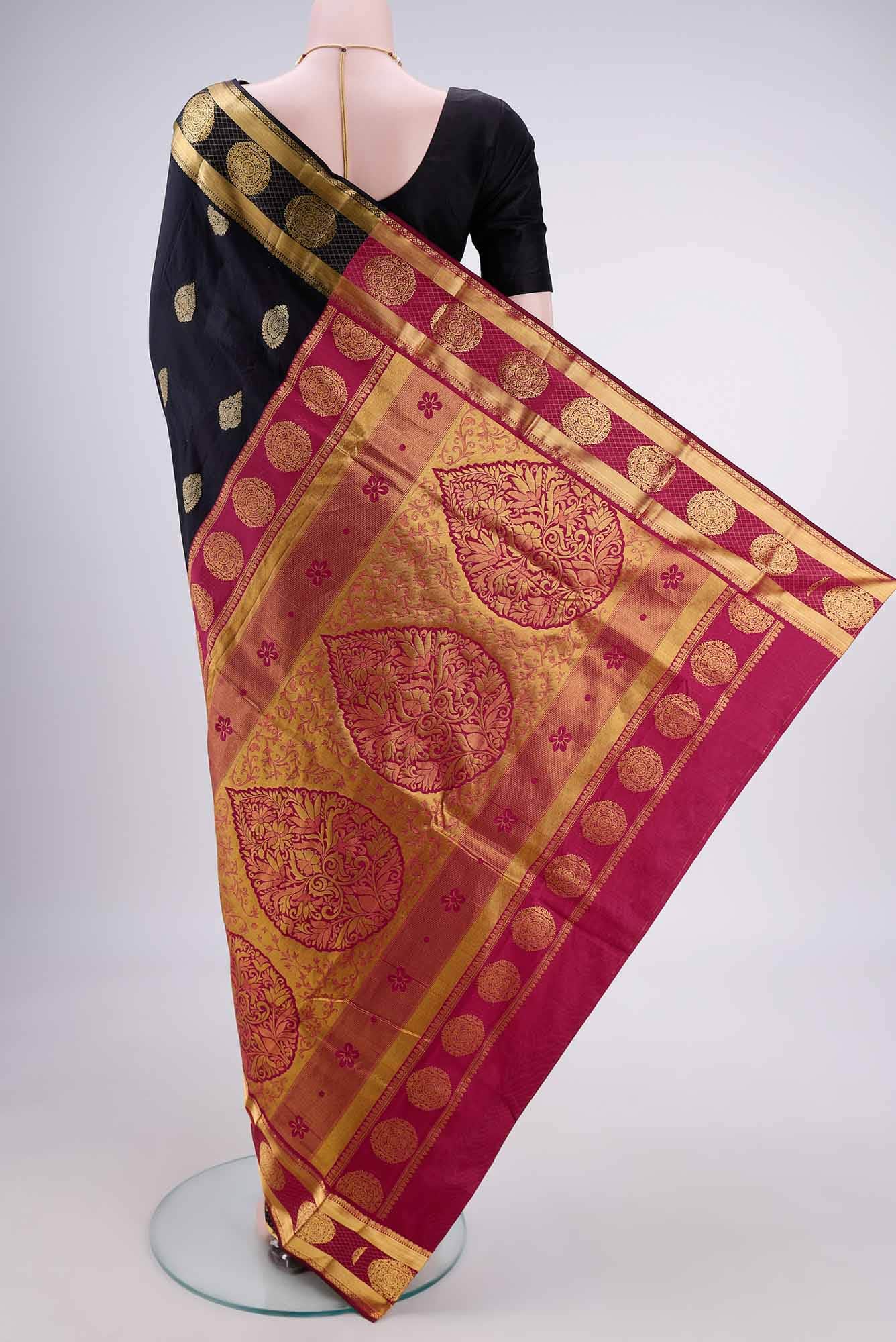 Black Blended Bangalore Silk - kadyal Saree