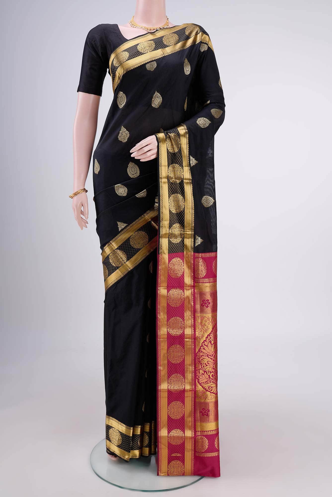 Black Blended Bangalore Silk - kadyal Saree