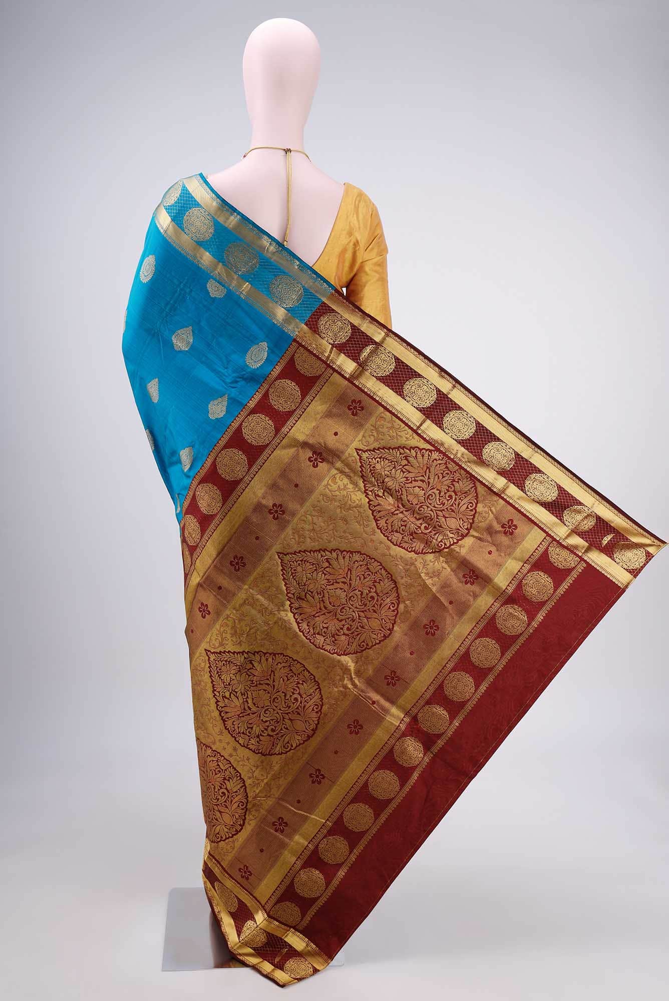 Blue Blended Bangalore Silk - kadyal Saree