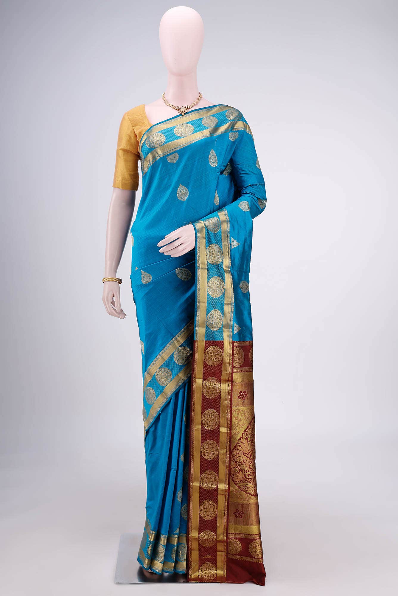 Blue Blended Bangalore Silk - kadyal Saree