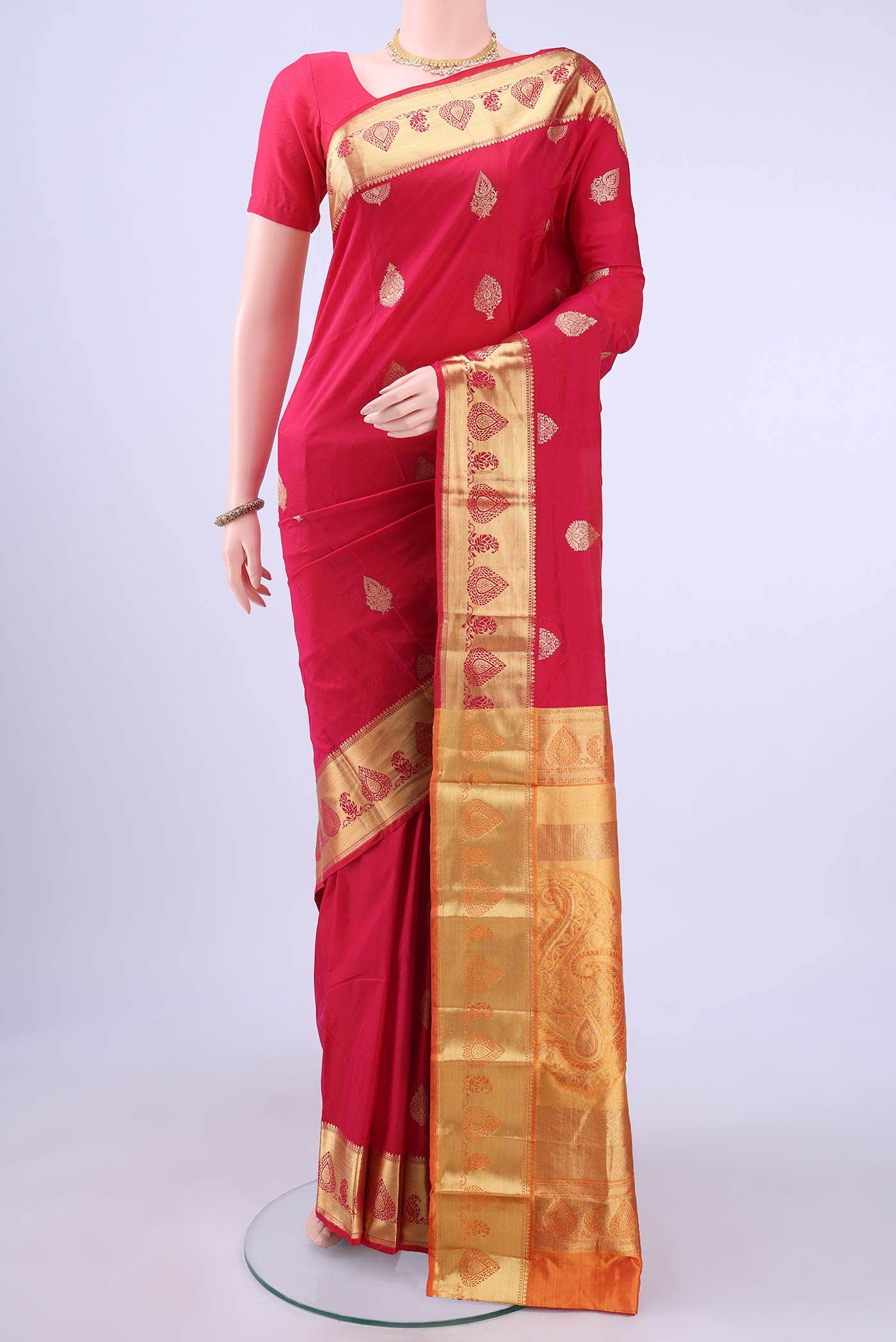 Imperial Red Blended Bangalore Silk Saree