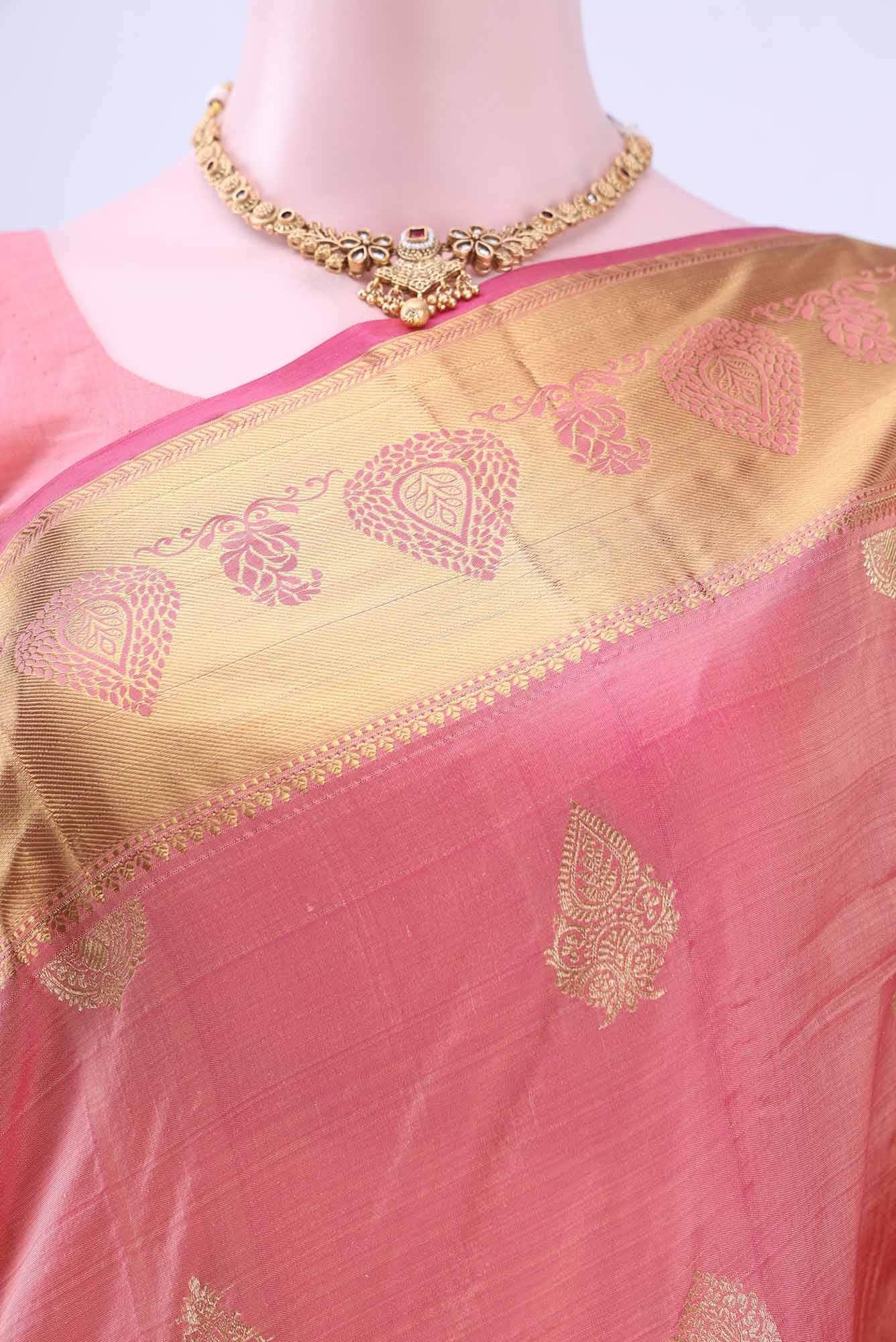 Rose pink Blended Bangalore Silk - kadyal Saree
