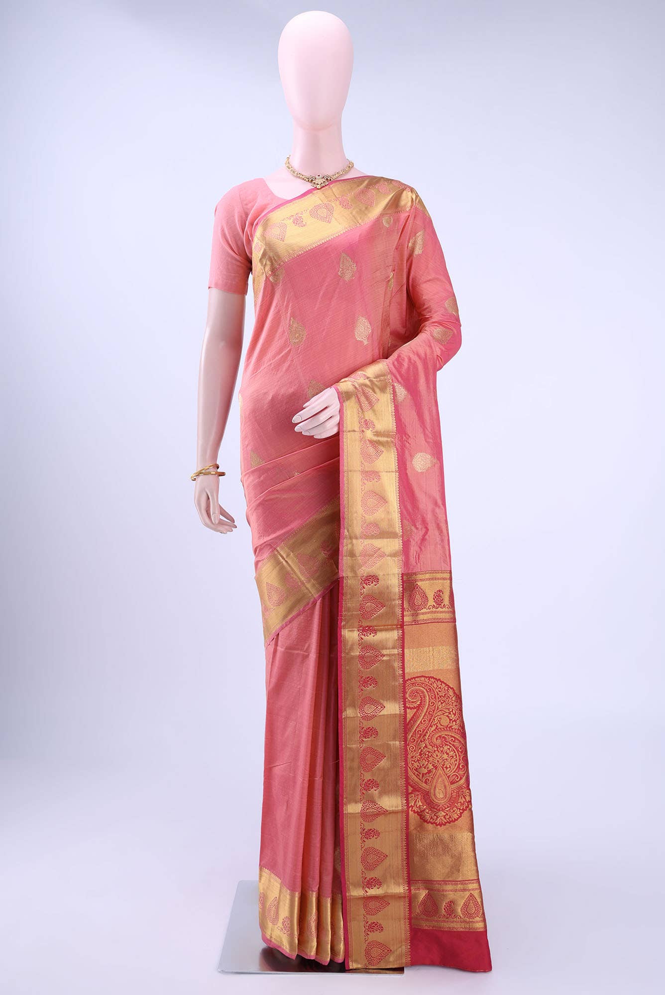 Rose pink Blended Bangalore Silk - kadyal Saree