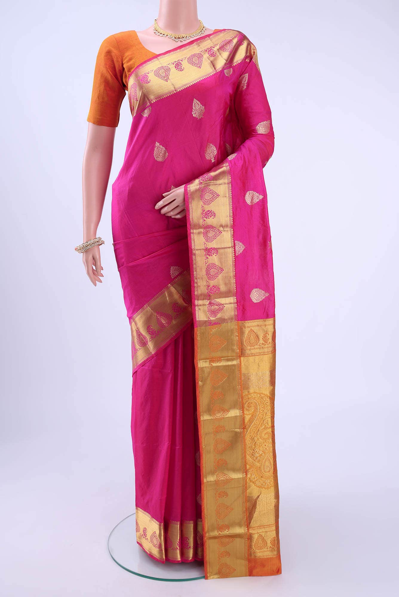 Imperial Pink Blended Bangalore Silk Saree
