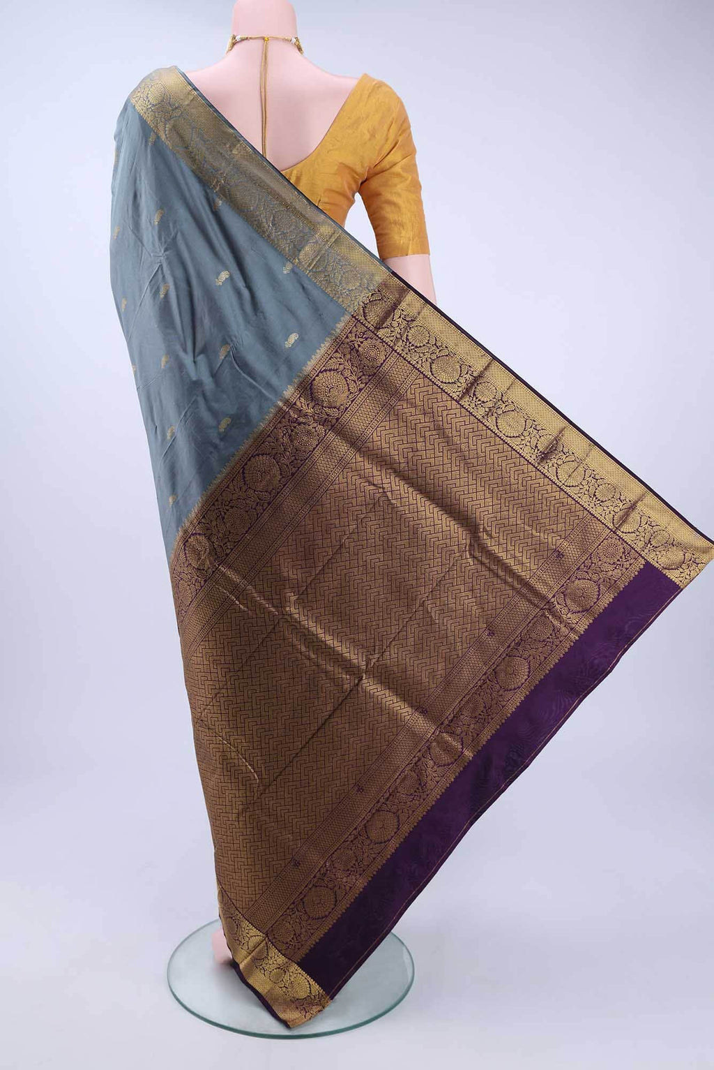 Grey Bangalore Silk Saree