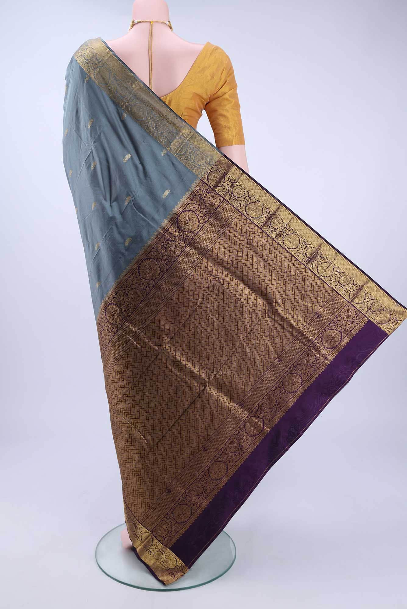 Grey Bangalore Silk Saree
