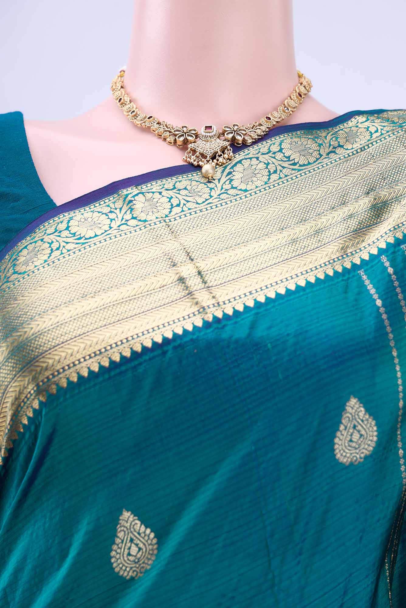 Blue Blended Bangalore Silk Saree