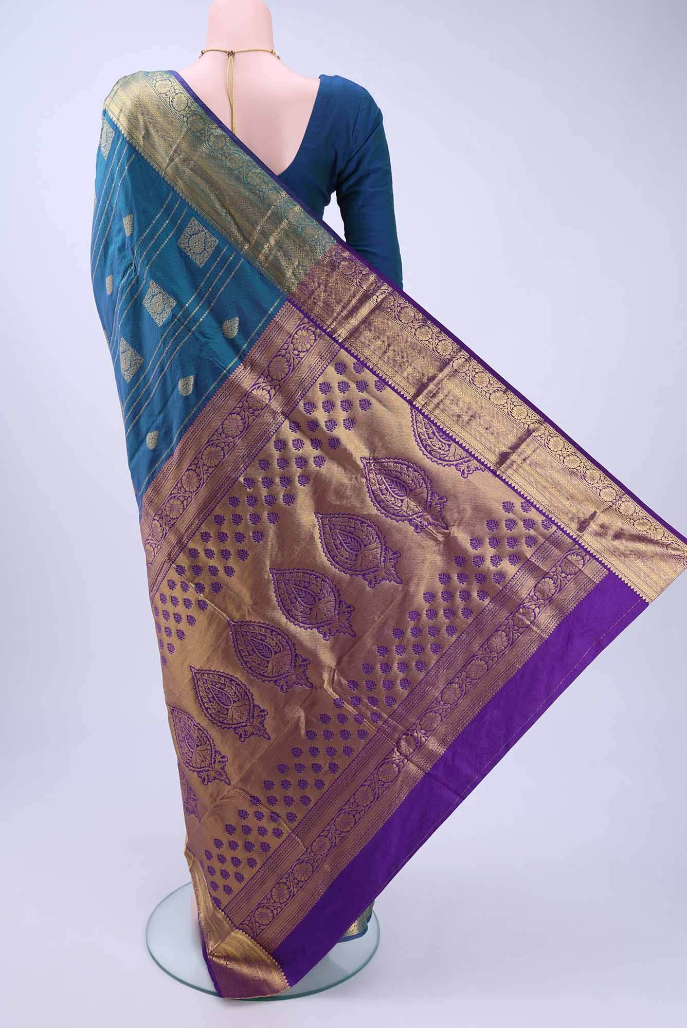 Blue Blended Bangalore Silk Saree
