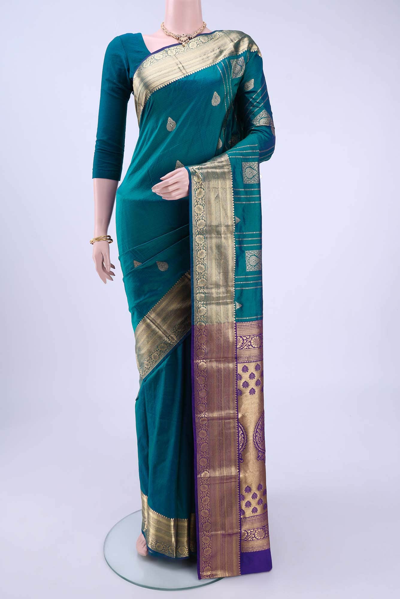 Blue Blended Bangalore Silk Saree
