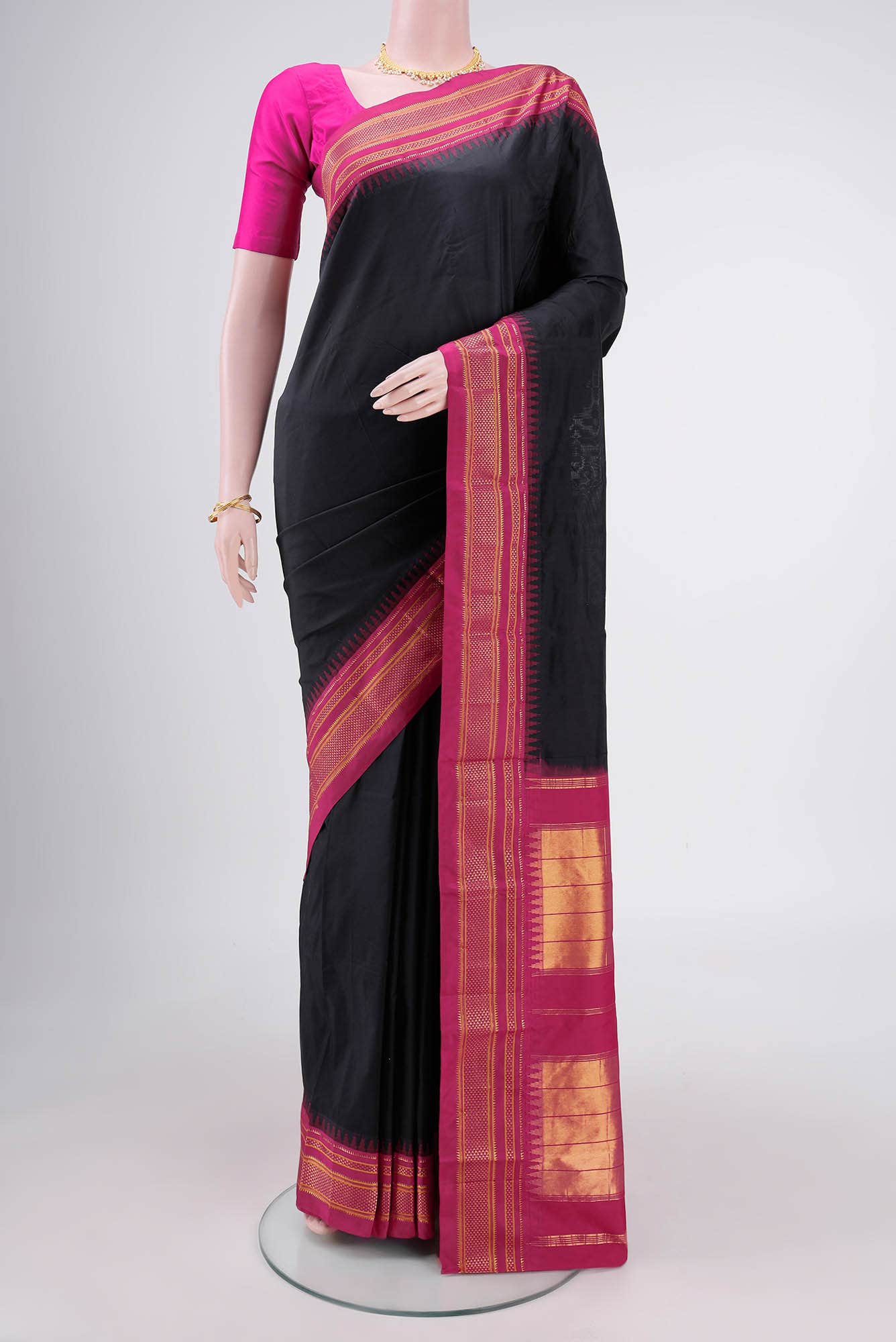 Black Blended Bangalore Silk - kadyal Saree
