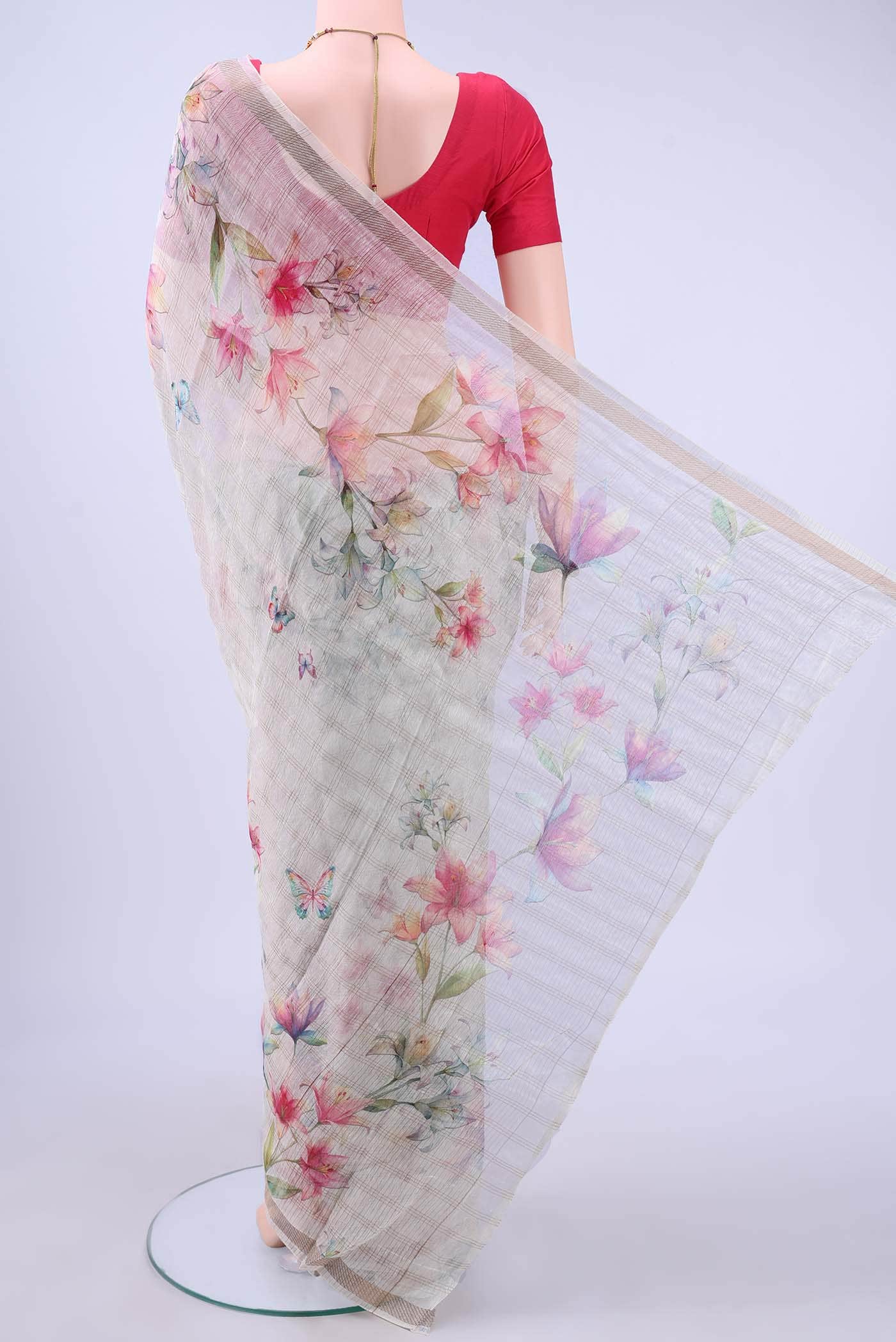 Off White Linen Saree