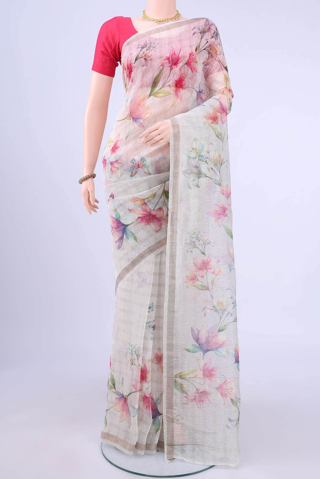 Off White Linen Saree