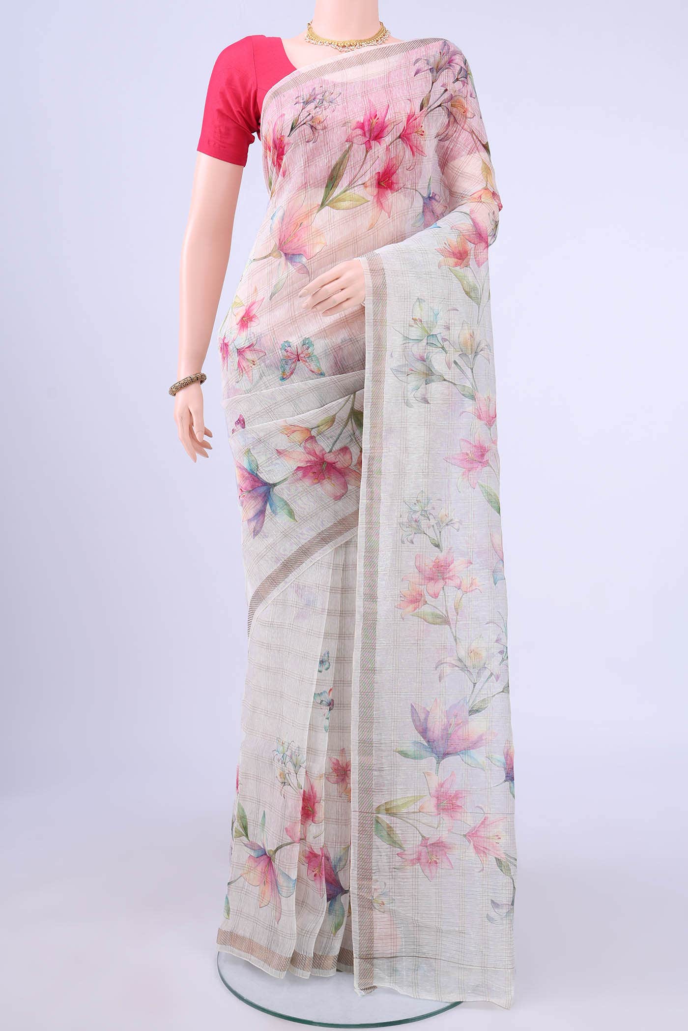 Off White Linen Saree