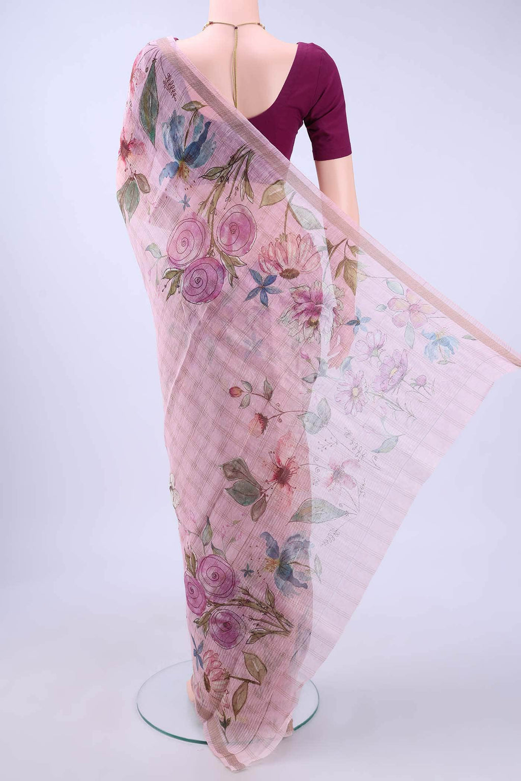 Pink Linen Saree
