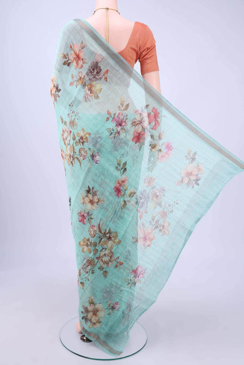 Mint Green Linen Saree