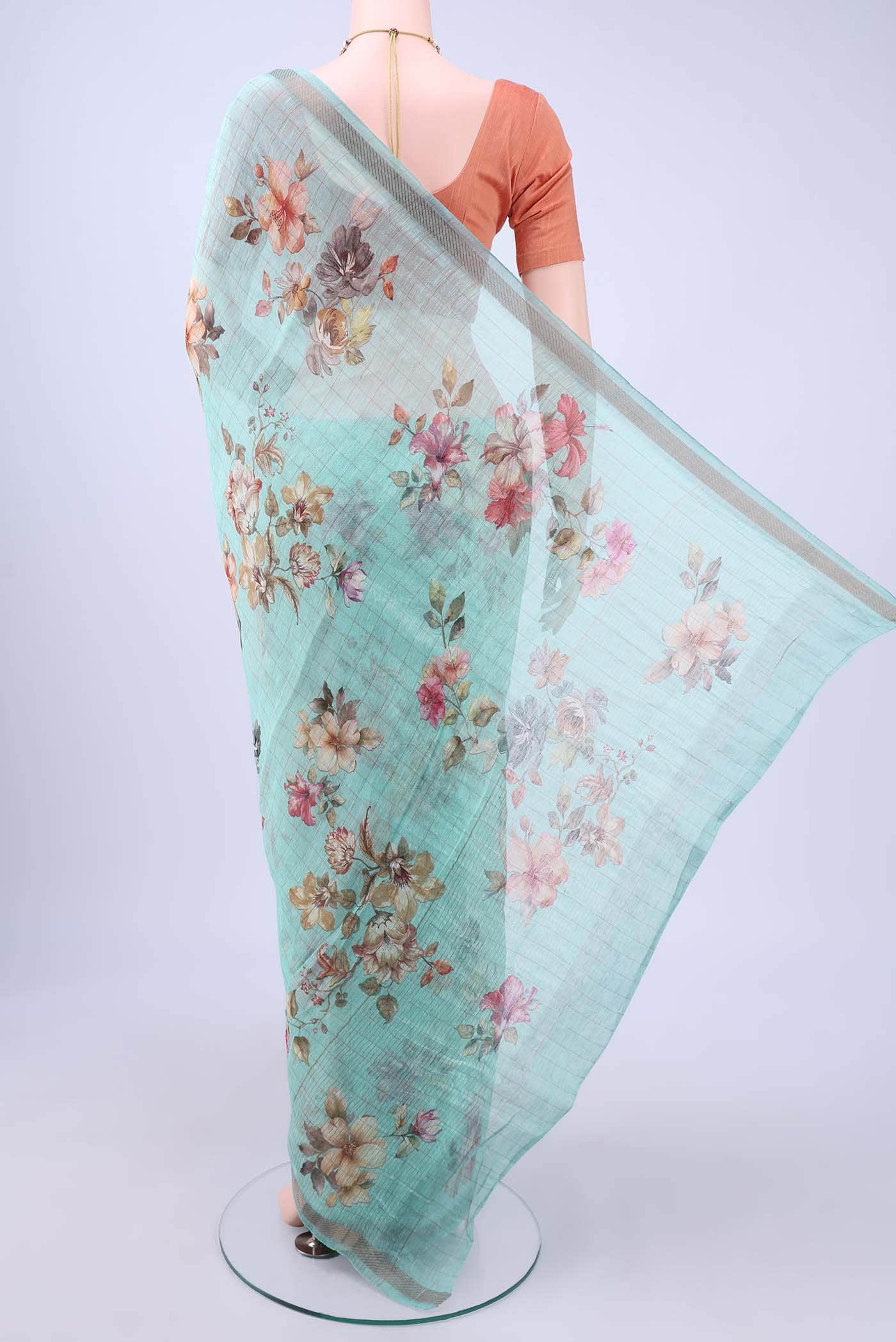 Mint Green Linen Saree