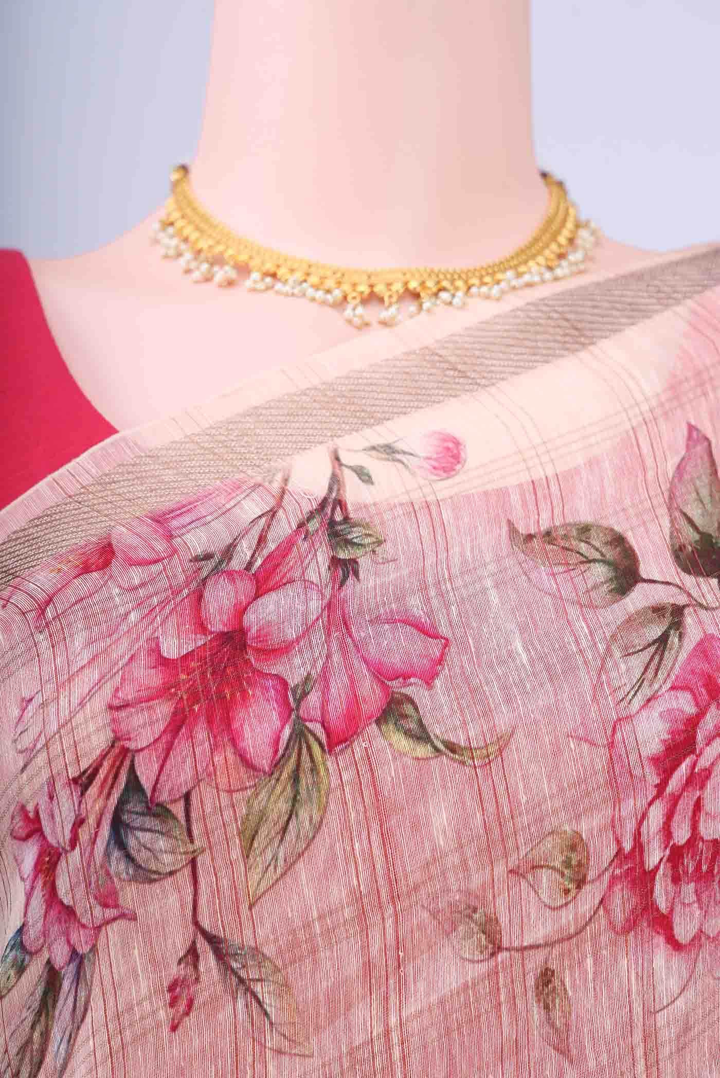 Beige Linen Saree