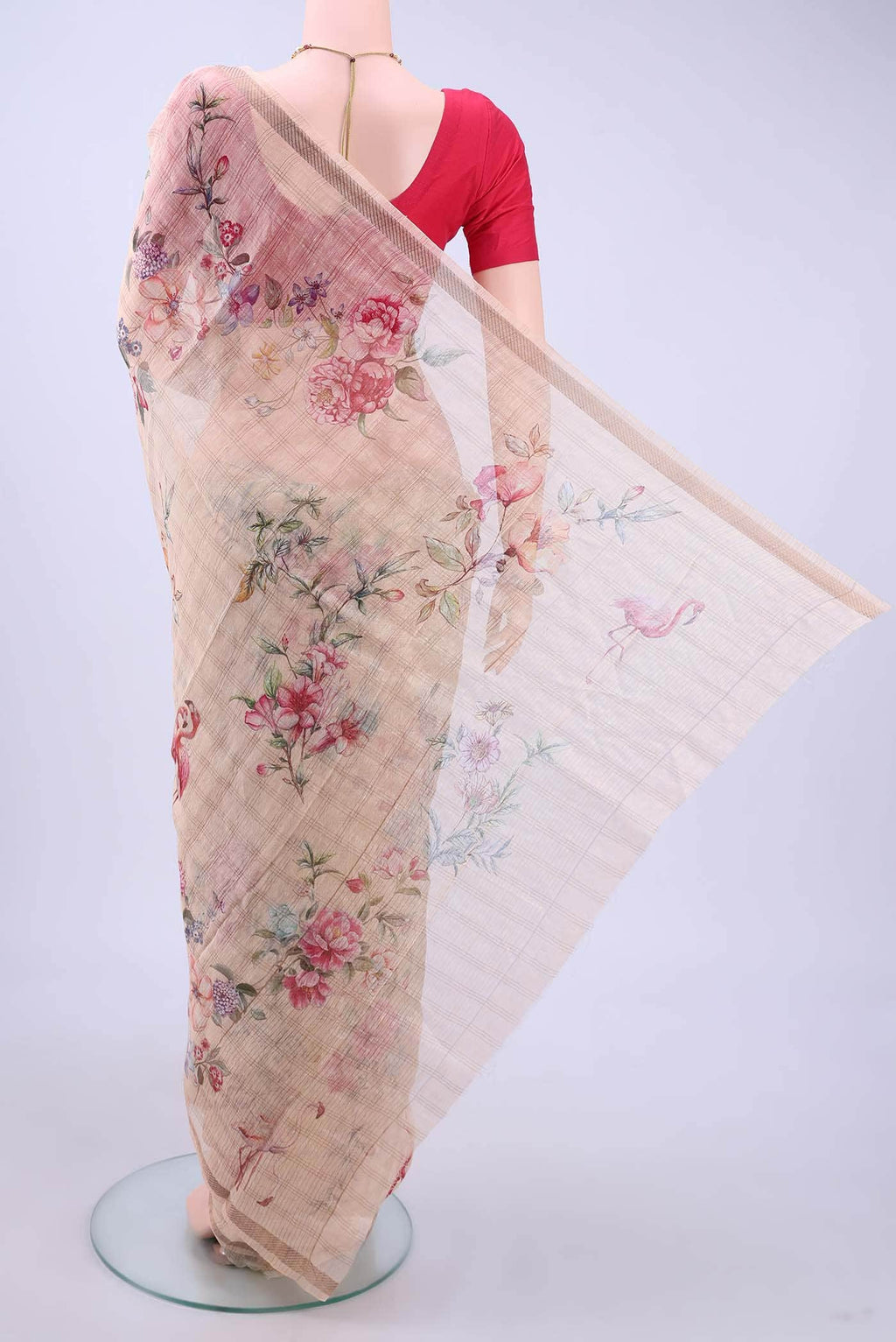 Beige Linen Saree