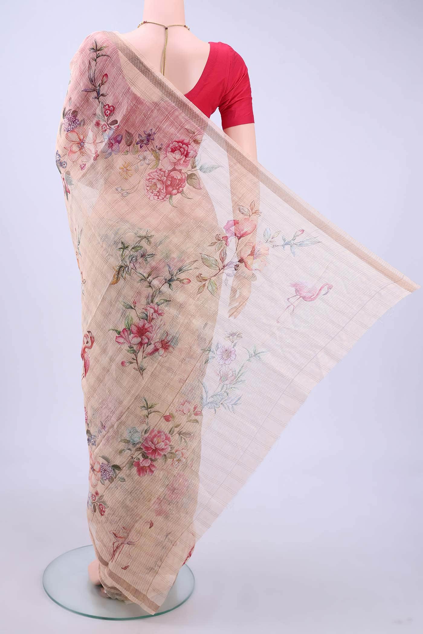 Beige Linen Saree