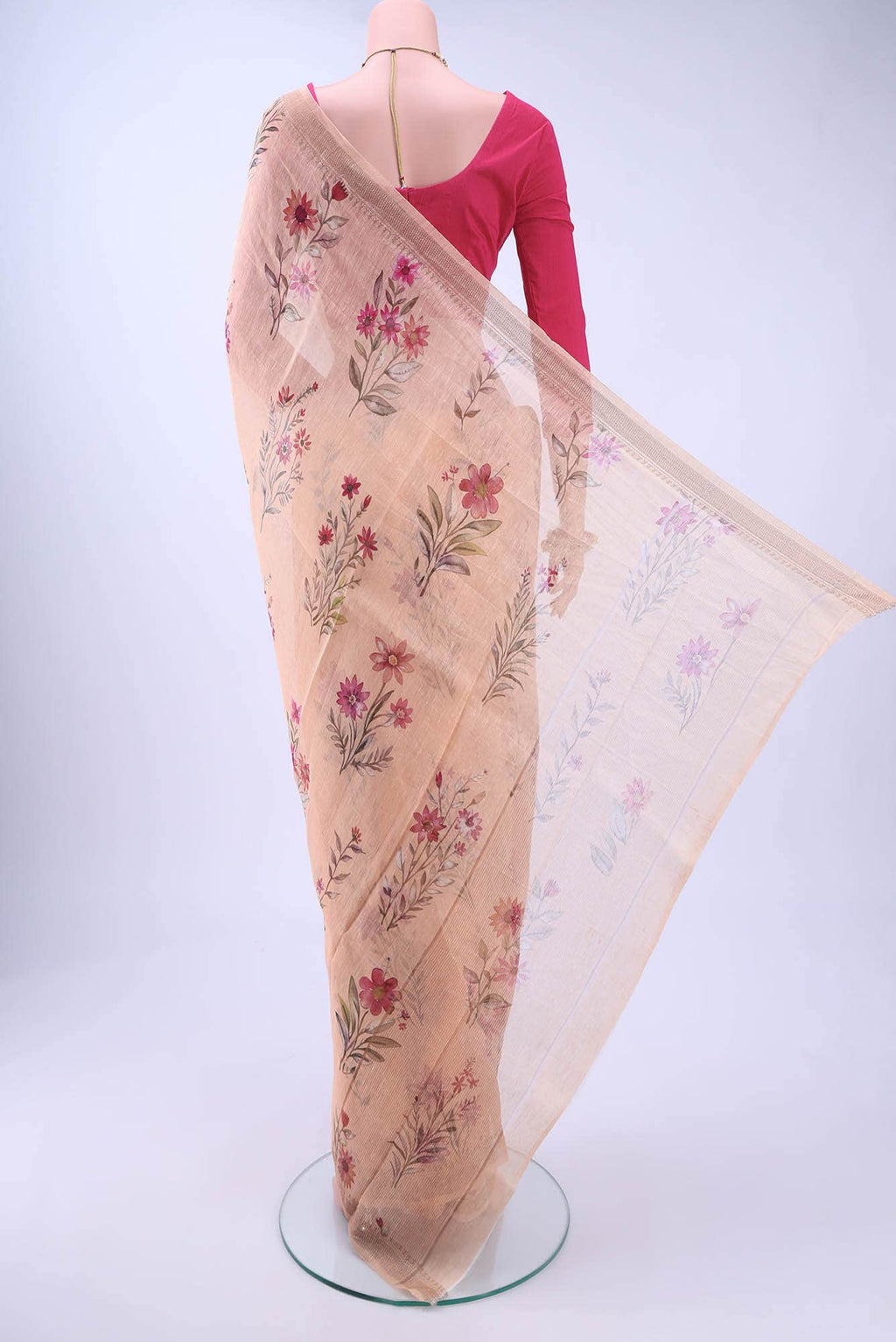 Peach Linen Saree