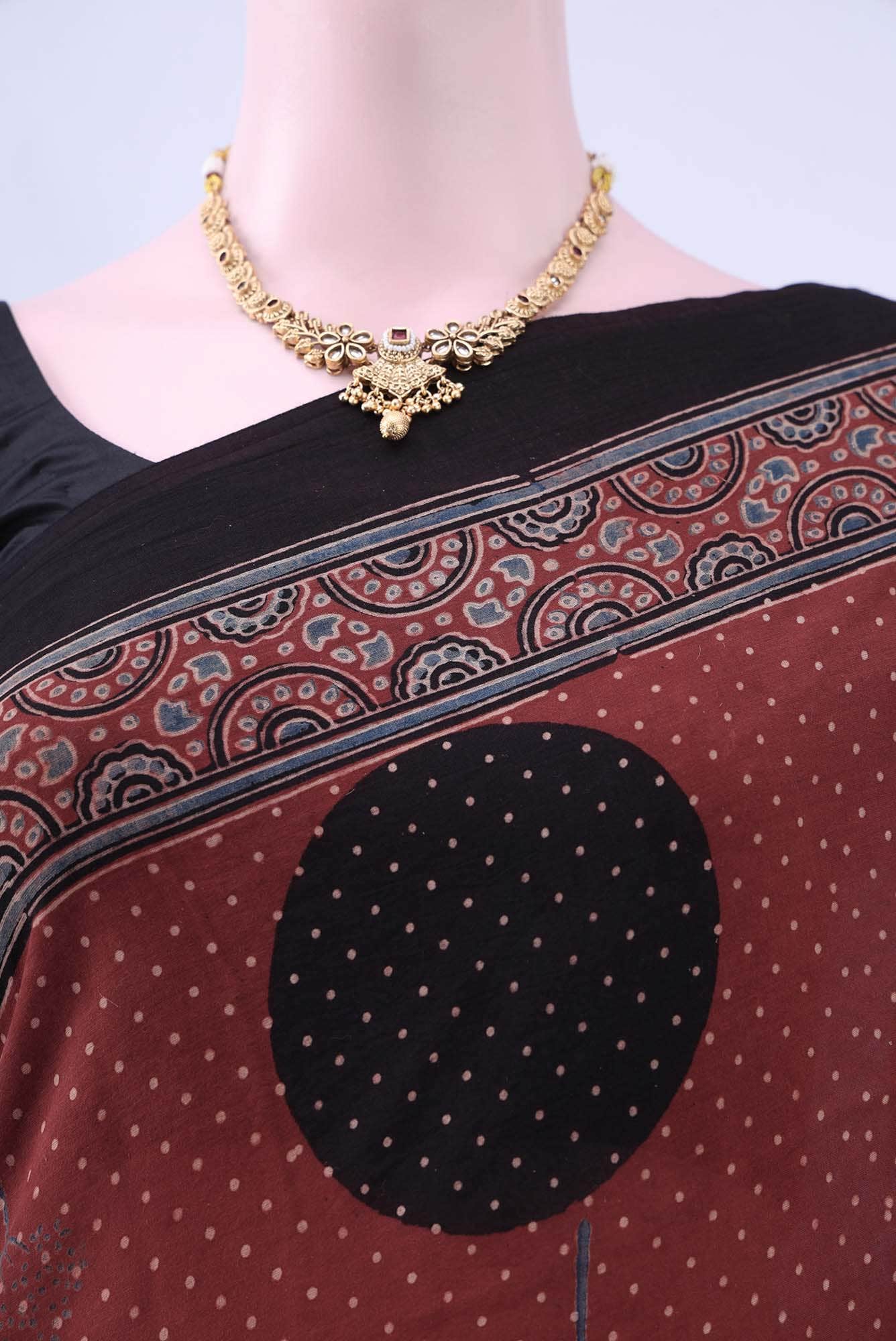Maroon Printed Cotton Saree