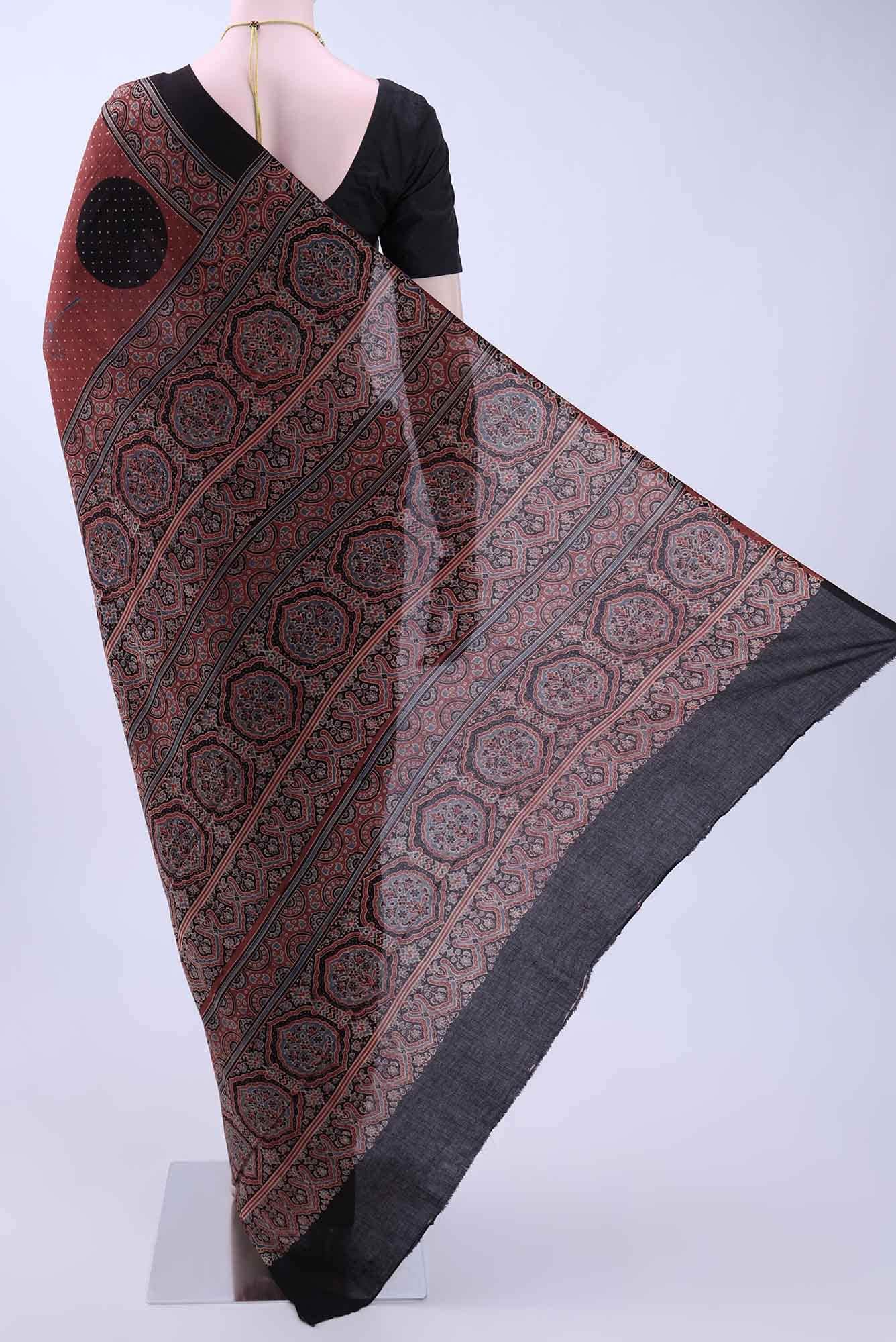 Maroon Printed Cotton Saree