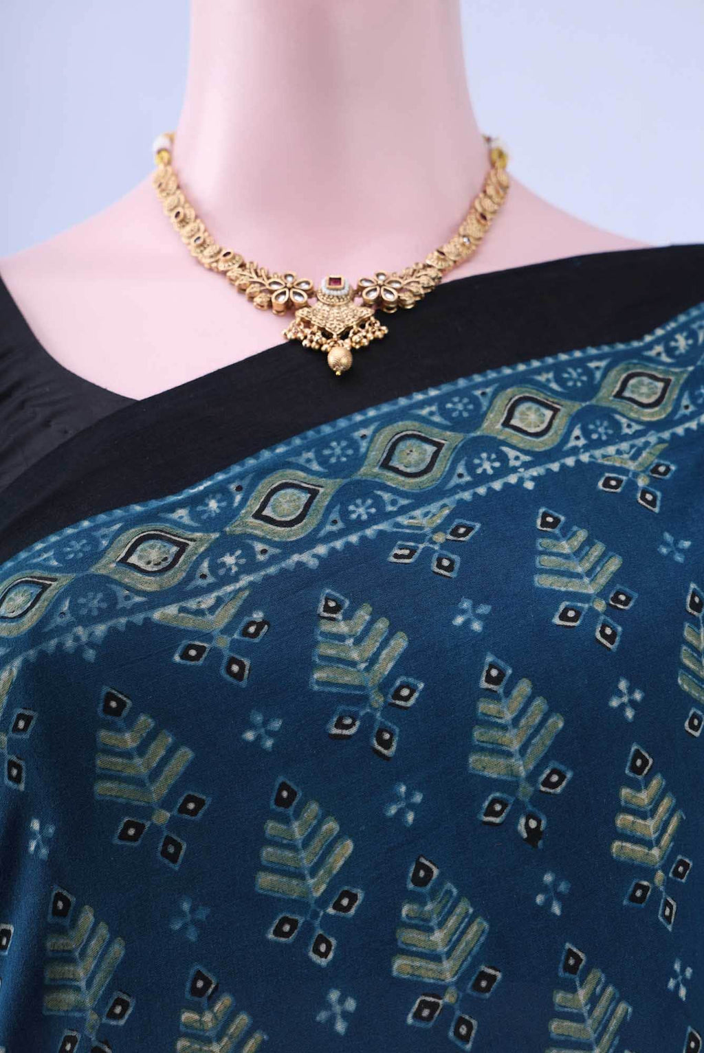 Indigo Chanderi Silk Cotton Saree