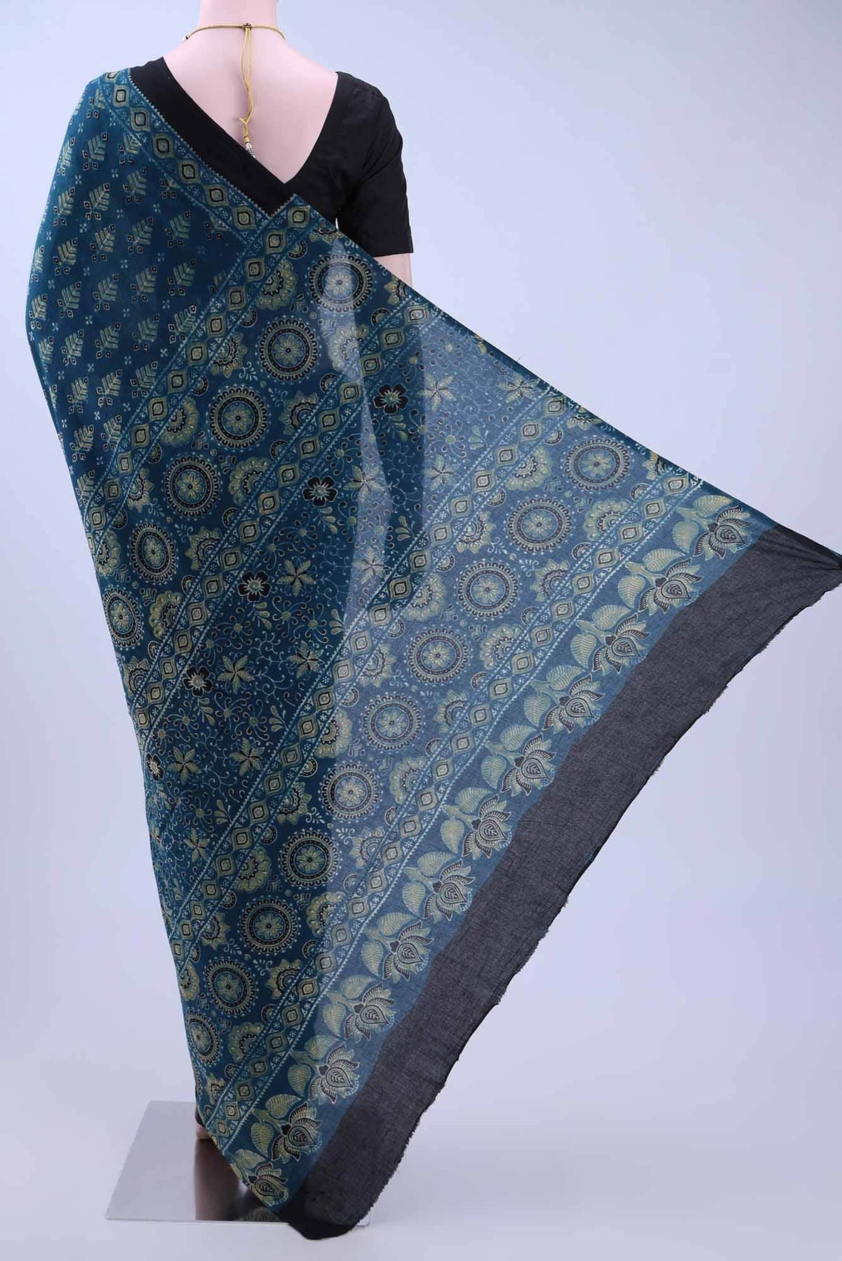 Indigo Chanderi Silk Cotton Saree