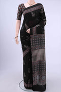 Black Printed Cotton Saree