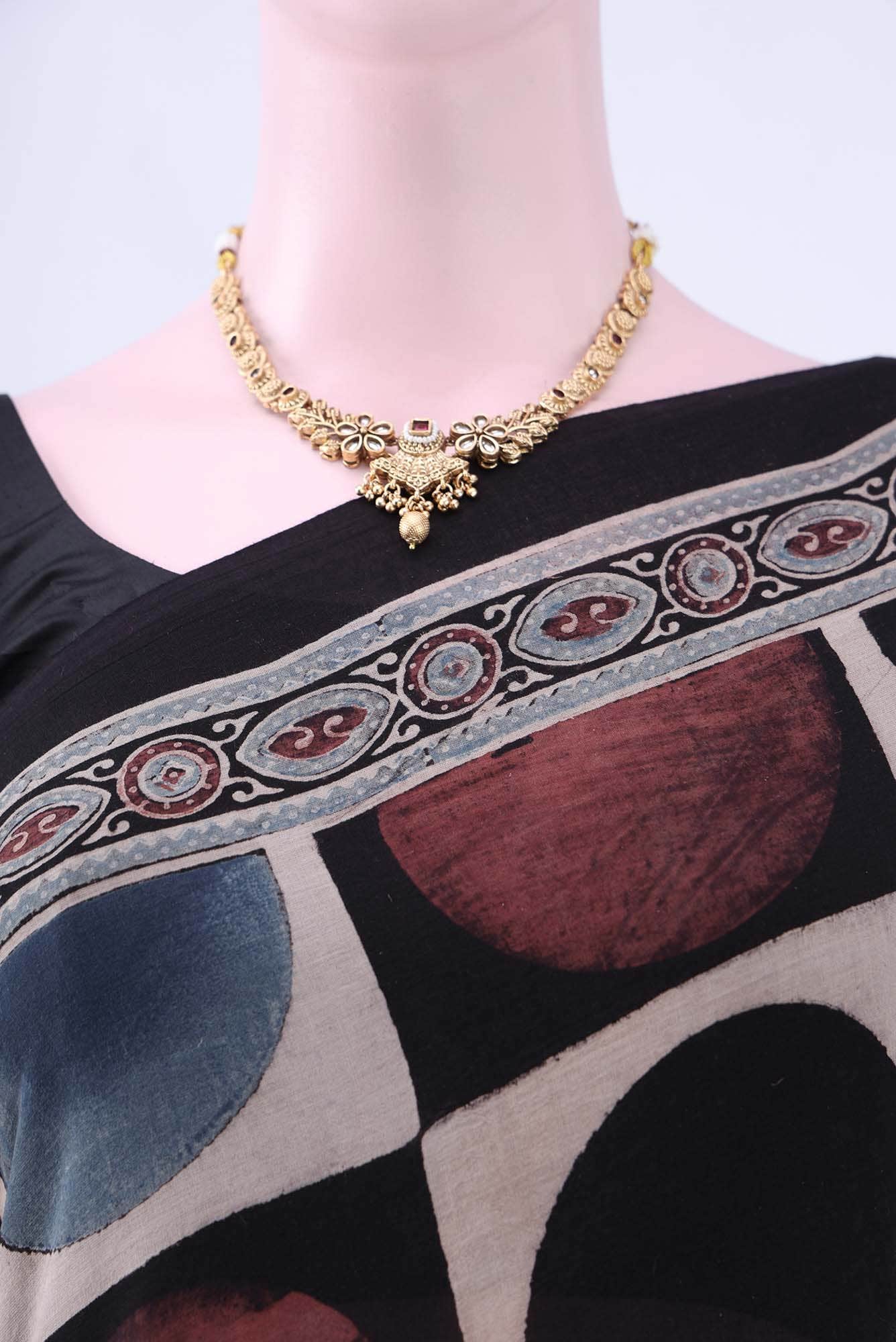 Black Printed Cotton Saree